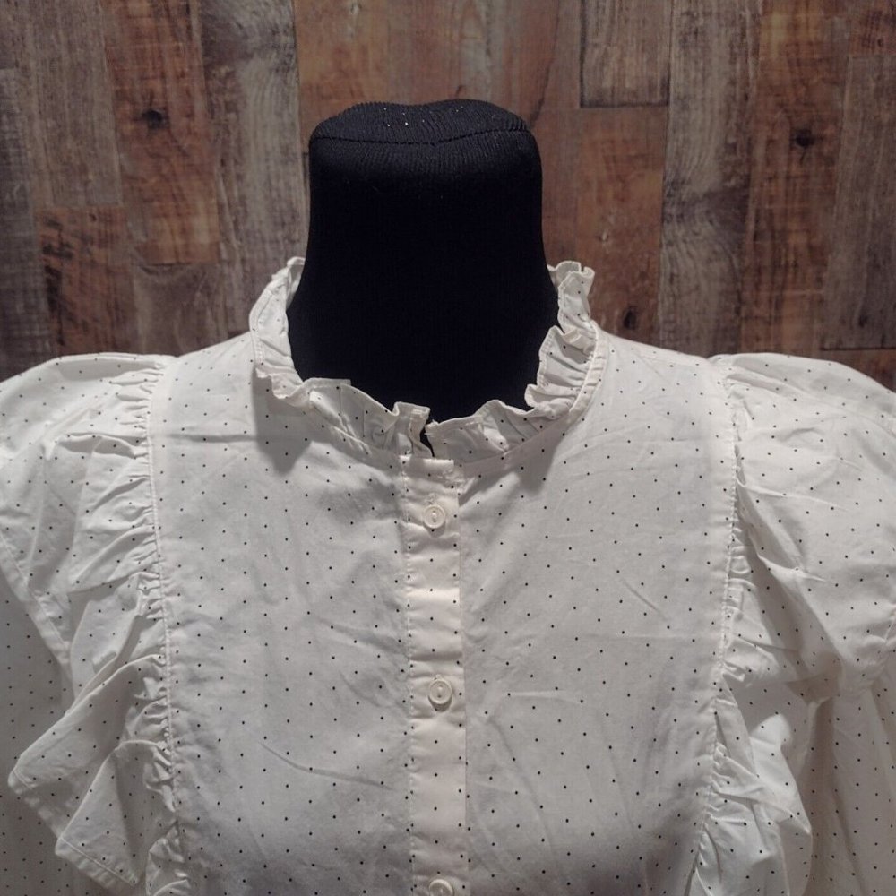NEW PIONEER SCHOOL MARM VICTORIAN RUFFLED WOMENS BLOUSE 35" BUST COSTUME